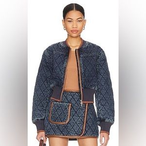 NWT Jonathan Simkhai Angelika Quilted Denim Bomber